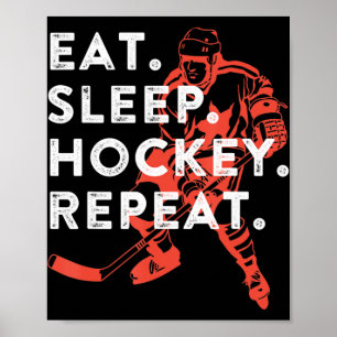 Poster Manger Hockey Sleep Répéter Cadeau