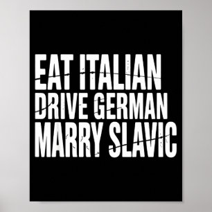 Poster Manger italien conduire allemand épouser slave drô