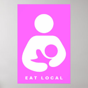 Poster Manger Local / Allaitement / Icône d'allaitement