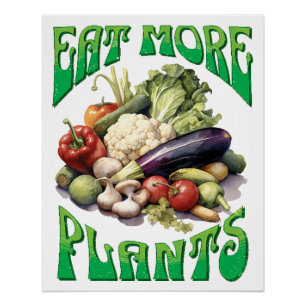 Poster Manger plus Plante Végétarien
