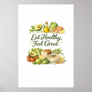 Poster Manger Sainement Se Sentir Bien – Style de Vie Nut