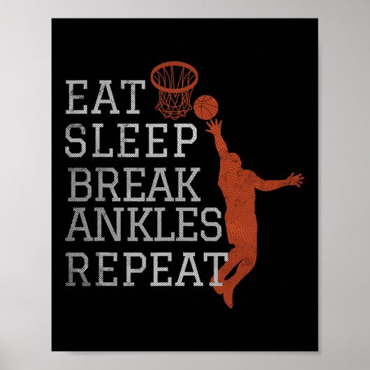 Poster Manger Sleep Break Ankles Répéter Bysketbyll Fun (Devant)