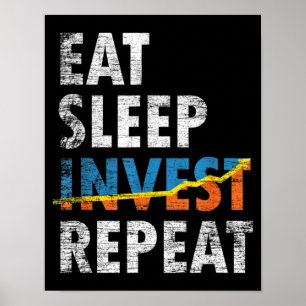 POSTER MANGER SLEEP INVEST REPETER STOCK MARCHÉ