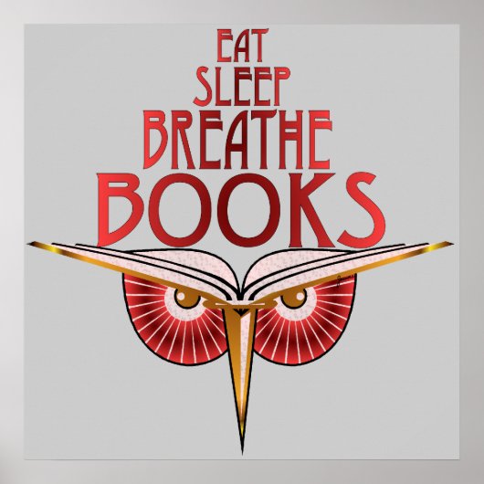 Poster Manger Sleep Respire Livres Imprimer (Devant)