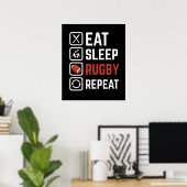 Poster Manger Sleep Rugby Répéter Sport Cadeau (Bureau à domicile)