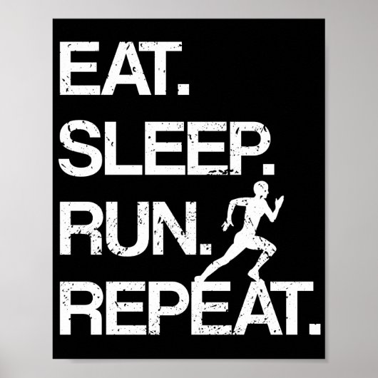 Poster Manger Sleep Run Répéter Marathon Runner Jogging S (Devant)