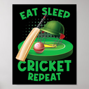Poster Manger Sommeil Cricket Cricket Vintage Ll Terrain