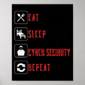 Poster Manger Sommeil Cyber Sécurité Répéter Éthique Hack (Devant)