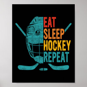 Poster Manger Sommeil Hockey Répéter Hockey Amusement Hoc