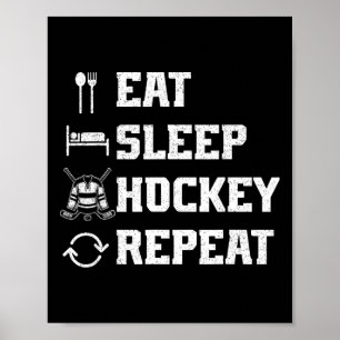 Poster Manger Sommeil Hockey Répéter Joueur de hockey sur