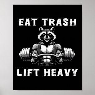 Poster Manger Trash Lift Lourd Racoon Lifting Fitness Wo