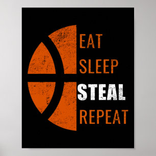 Poster Manger Vapeur de sommeil Répéter Fun Basketball Ho