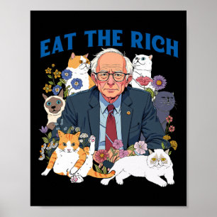 Poster Mangez Bernie Sanders Riche Chat Floral Résiste De