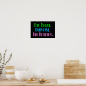 Poster Mangez Bien Exercice Mourir Sain - Drôle Humour fo (Cuisine)