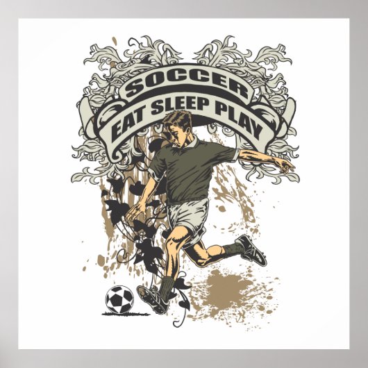 Poster Mangez, Dormez, Jouez Au Football (Devant)