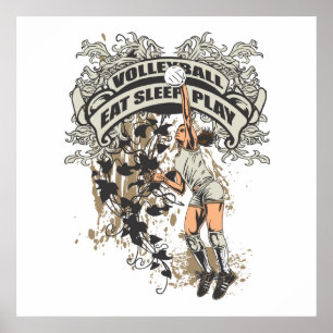 Poster Mangez, dormez, jouez au volleyball