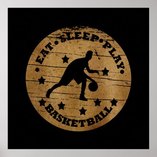 Poster Mangez dormir jeu de basket-ball joueur rétro (Devant)