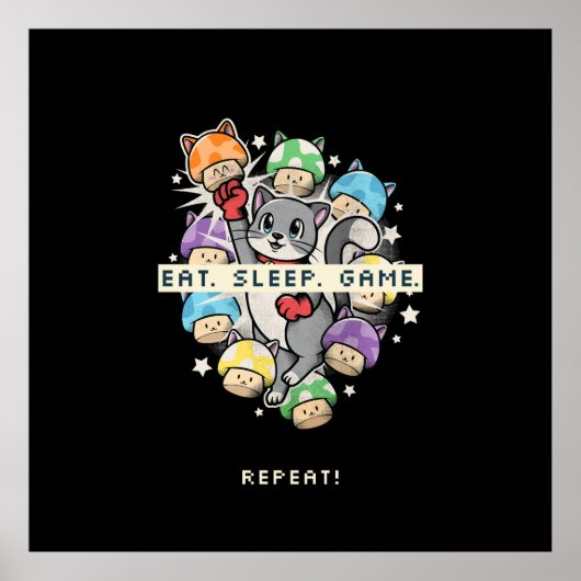 Poster Mangez, Dormir, Jeu, Répéter (Devant)
