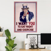 Poster Mangez Droit Et Faites De L'Exercice (Bureau à domicile)