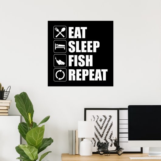 Poster Mangez du poisson endormi Répéter (Bureau à domicile)