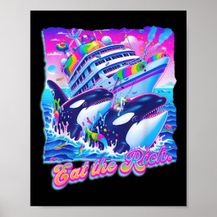 Poster Mangez La Rich Whale 90s Orca Drôle Baleine Animal