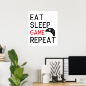 Poster Mangez le jeu de veille répéter les jeux d'art (Bureau à domicile)