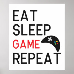 Poster Mangez le jeu de veille répéter les jeux d'art