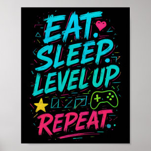 Poster Mangez le niveau de sommeil vers le haut répéteur