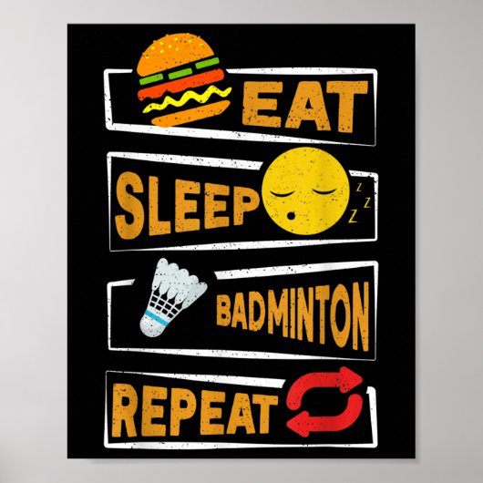 Poster Mangez le sommeil Badminton Répéter _ Funny Badmin (Devant)