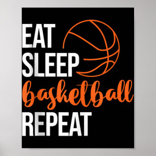 Poster Mangez Le Sommeil Basket Répéter Fun Sport Motivat