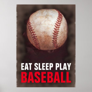 Poster Mangez le sommeil Jouer au baseball