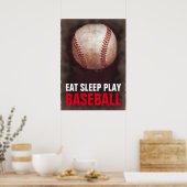 Poster Mangez le sommeil Jouer au baseball (Cuisine)