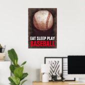 Poster Mangez le sommeil Jouer au baseball (Bureau à domicile)