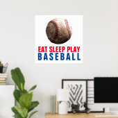 Poster Mangez le sommeil Jouer au baseball (Bureau à domicile)