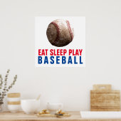 Poster Mangez le sommeil Jouer au baseball (Cuisine)