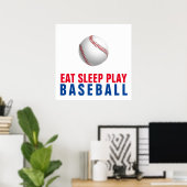 Poster Mangez le sommeil Jouer au baseball (Bureau à domicile)