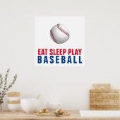 Poster Mangez le sommeil Jouer au baseball (Cuisine)