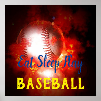 Poster Mangez le sommeil Jouer au baseball