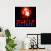 Poster Mangez le sommeil Jouer au baseball (Bureau à domicile)