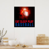 Poster Mangez le sommeil Jouer au baseball (Cuisine)