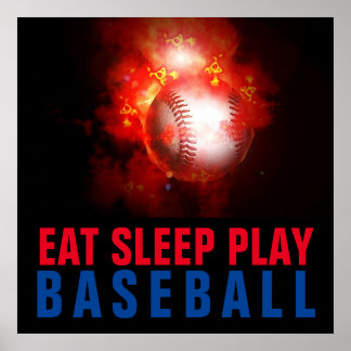 Poster Mangez le sommeil Jouer au baseball