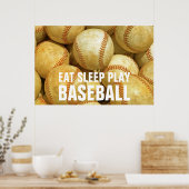 Poster Mangez le sommeil Jouer au baseball (Cuisine)