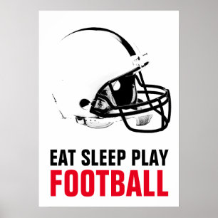 Poster Mangez le sommeil Jouer Black & White Football Pop