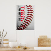 Poster Mangez Le Sommeil Jouer Gros Plan Baseball (Cuisine)