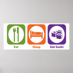 Poster Mangez le sommeil mangent des sushi