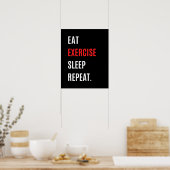 Poster Mangez l'exercice de sommeil répéter, Gym motivati (Cuisine)