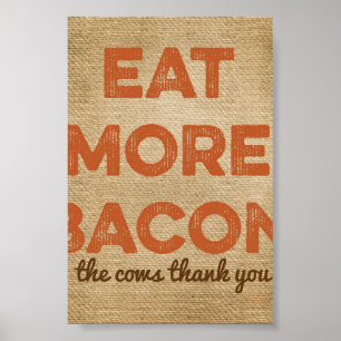 Poster Mangez plus Bacon Burlap Arrière - plan