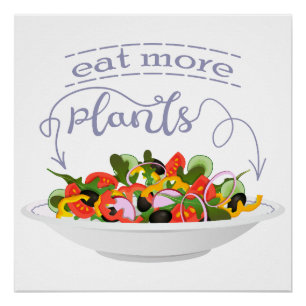 Poster Mangez plus de plantes frais motivation salade let