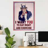 Poster Mangez Sainement Et Faites De L'exercice (Bureau à domicile)