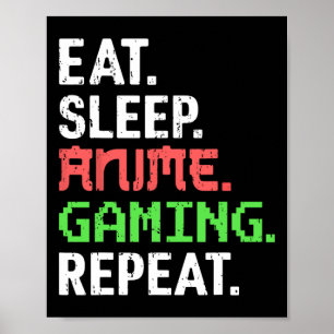 Poster Mangez Sleep Anime Jeu Répéter Funny Gamer Anime V
